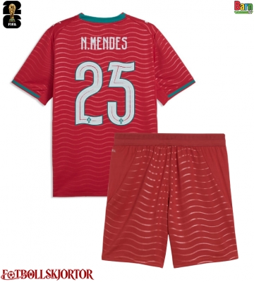 Portugal Nuno Mendes #25 Hemmakläder Barn VM 2026 Kortärmad (+ Korta byxor)